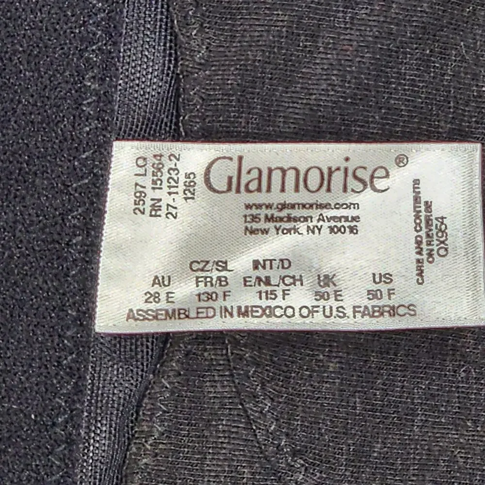 Glamorise Bra 1265 Magic‎ Lift Front Close Back Support Bra 50F Black - Picture 3 of 9